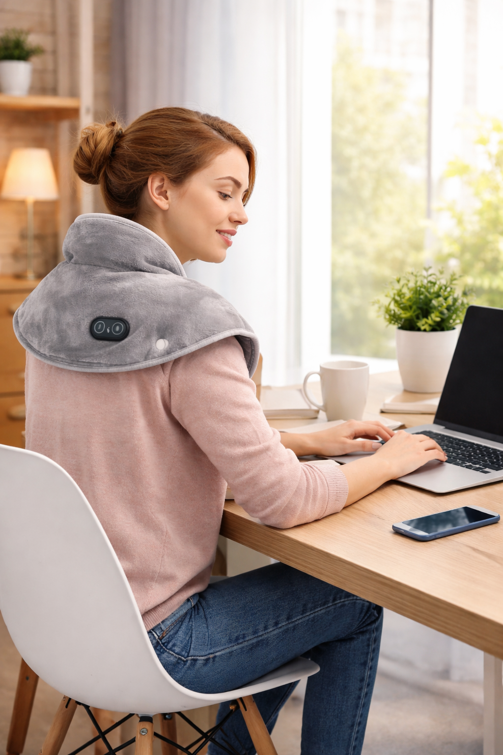 Coussin chauffant massant pour la nuque et les épaules