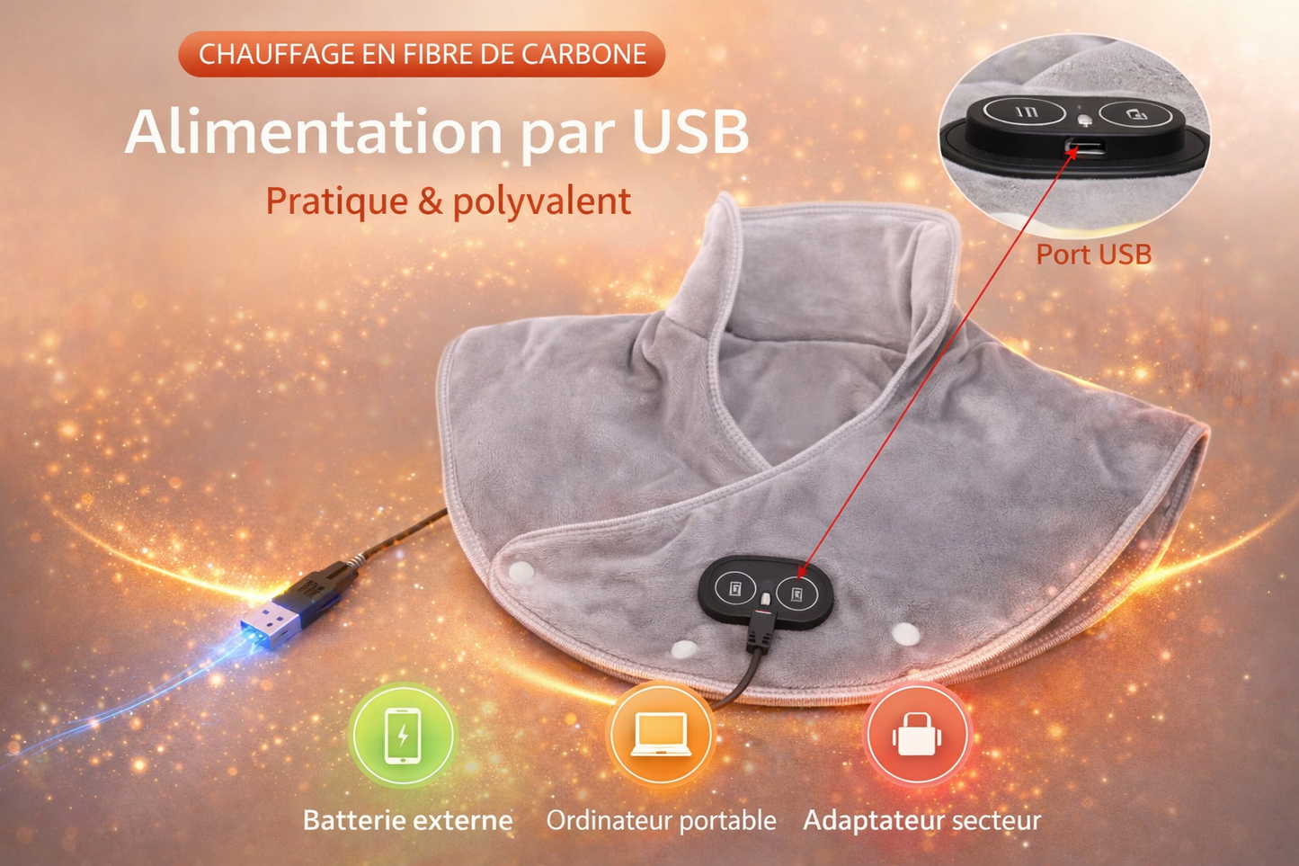 Coussin chauffant massant pour la nuque et les épaules